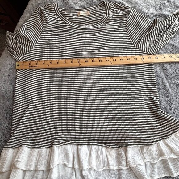 Altard State Women Tunic Top Large Stripe Tier Ruffle Nautical Preppy Boho 17847 - Picture 5 of 7